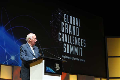 C. D. Mote, Jr., President of the National Academy of Engineering, delivers the closing remarks of the 2017 Global Grand Challenges Summit
